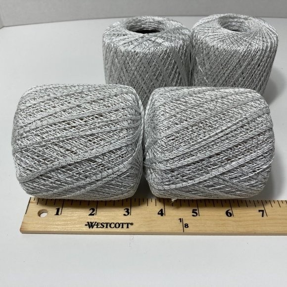 4 Aunt Lydia Metallic Crochet Thread White Silver - Picture 7 of 10